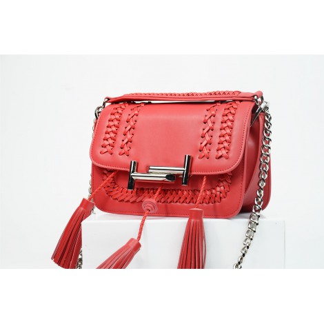 Eldora Genuine Leather Shoulder Bag Red 76223