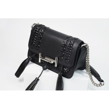 Eldora Genuine Leather Shoulder Bag Black 76223