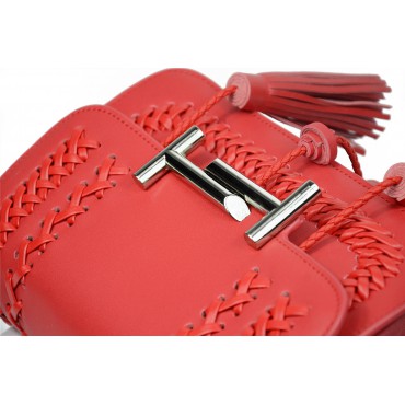 Eldora Genuine Leather Shoulder Bag Red 76223