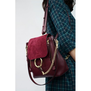 Eldora Genuine Leather Backpack Bag Dark Red 76227