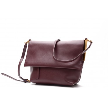 Eldora Genuine Leather Shoulder Bag Dark Red 76226