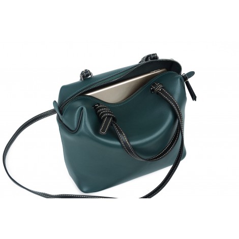 Eldora Genuine Leather Shoulder Bag Dark Green 76221