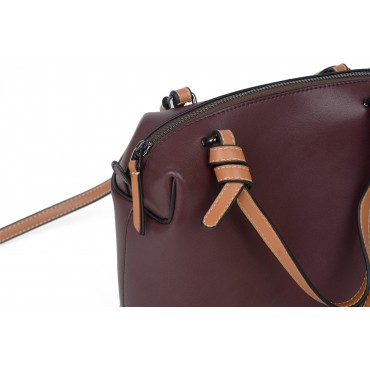 Eldora Genuine Leather Shoulder Bag Dark Red 76221