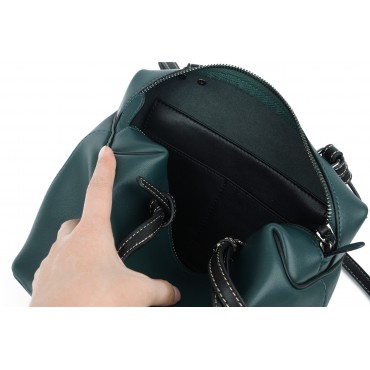 Eldora Genuine Leather Shoulder Bag Dark Green 76221