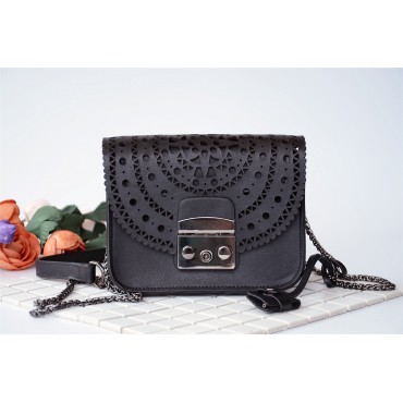 Eldora Genuine Leather Shoulder Bag Black 76229