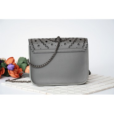 Eldora Genuine Leather Shoulder Bag Grey 76229