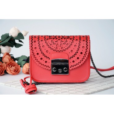 Eldora Genuine Leather Shoulder Bag Red 76229