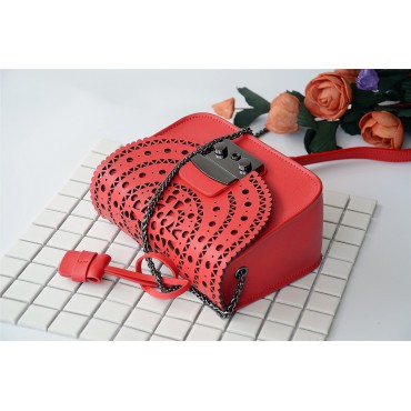 Eldora Genuine Leather Shoulder Bag Red 76229
