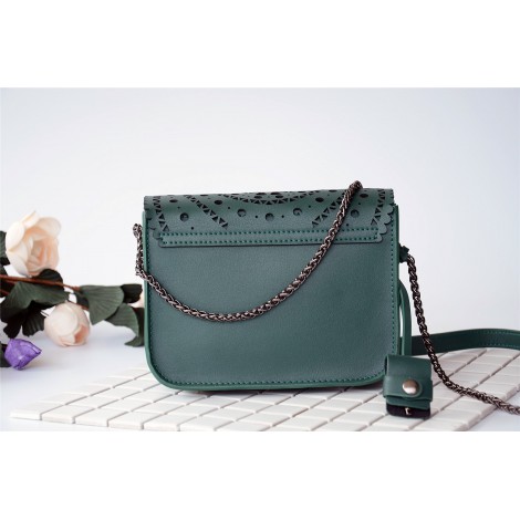 Eldora Genuine Leather Shoulder Bag Dark Green 76229
