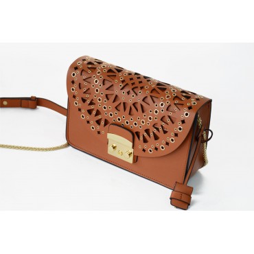 Eldora Genuine Leather Shoulder Bag Brown 76229