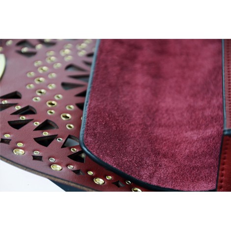 Eldora Genuine Leather Shoulder Bag Dark Red 76229