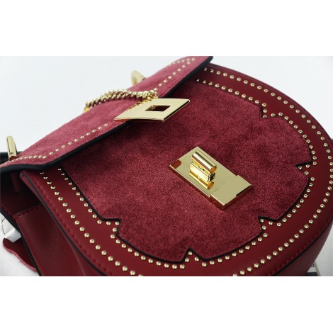  Eldora Genuine Leather Shoulder Bag Dark Red 76228
