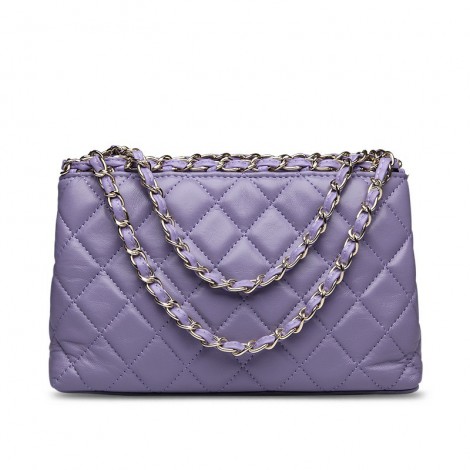 Rosaire « Zoé » Quilted Lambskin Leather Tote Bag in Light Purple Color 75110