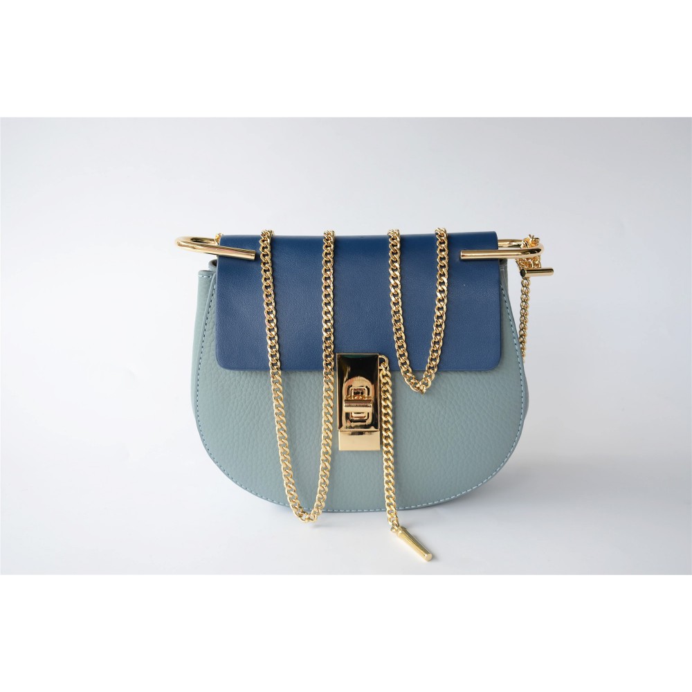  Eldora Genuine Leather Shoulder Bag Light Blue Dark Blue 76228