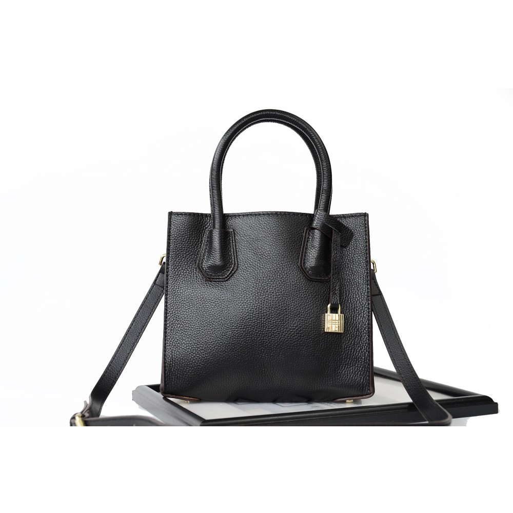 Sac à main cabas en cuir Noir 76235