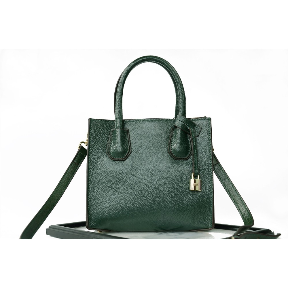 Sac à main cabas en cuir Vert 76235