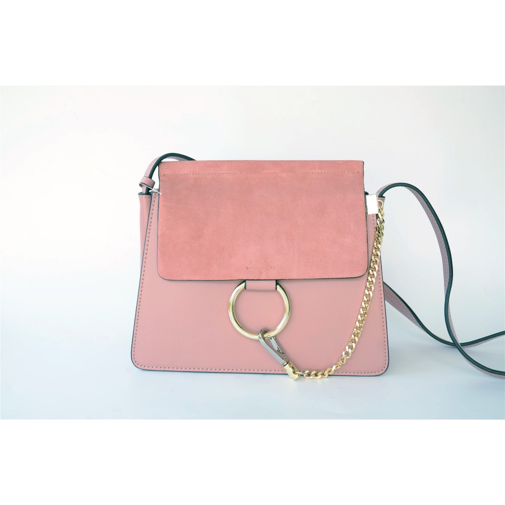 Sac à main porté épaule en cuir Rose 76236