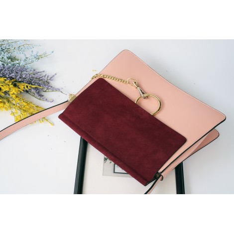 Eldora Genuine Leather Shoulder Bag Pink Dark Red 76236