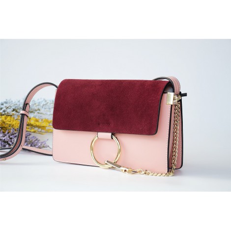 Eldora Genuine Leather Shoulder Bag Dark Red Pink 76340