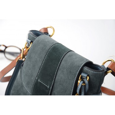Eldora Genuine Leather Shoulder Bag Dark Green 76341