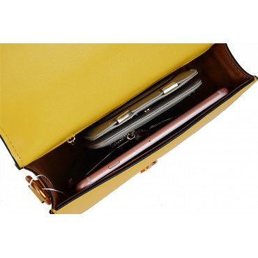 Eldora Genuine Leather Tote Bag Yellow 76342