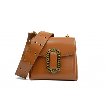 Eldora Genuine Leather Shoulder Bag Brown 76345