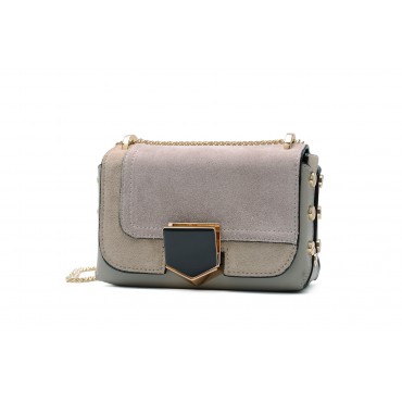Eldora Genuine Leather Shoulder Bag Grey 76346