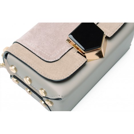 Eldora Genuine Leather Shoulder Bag Grey 76346