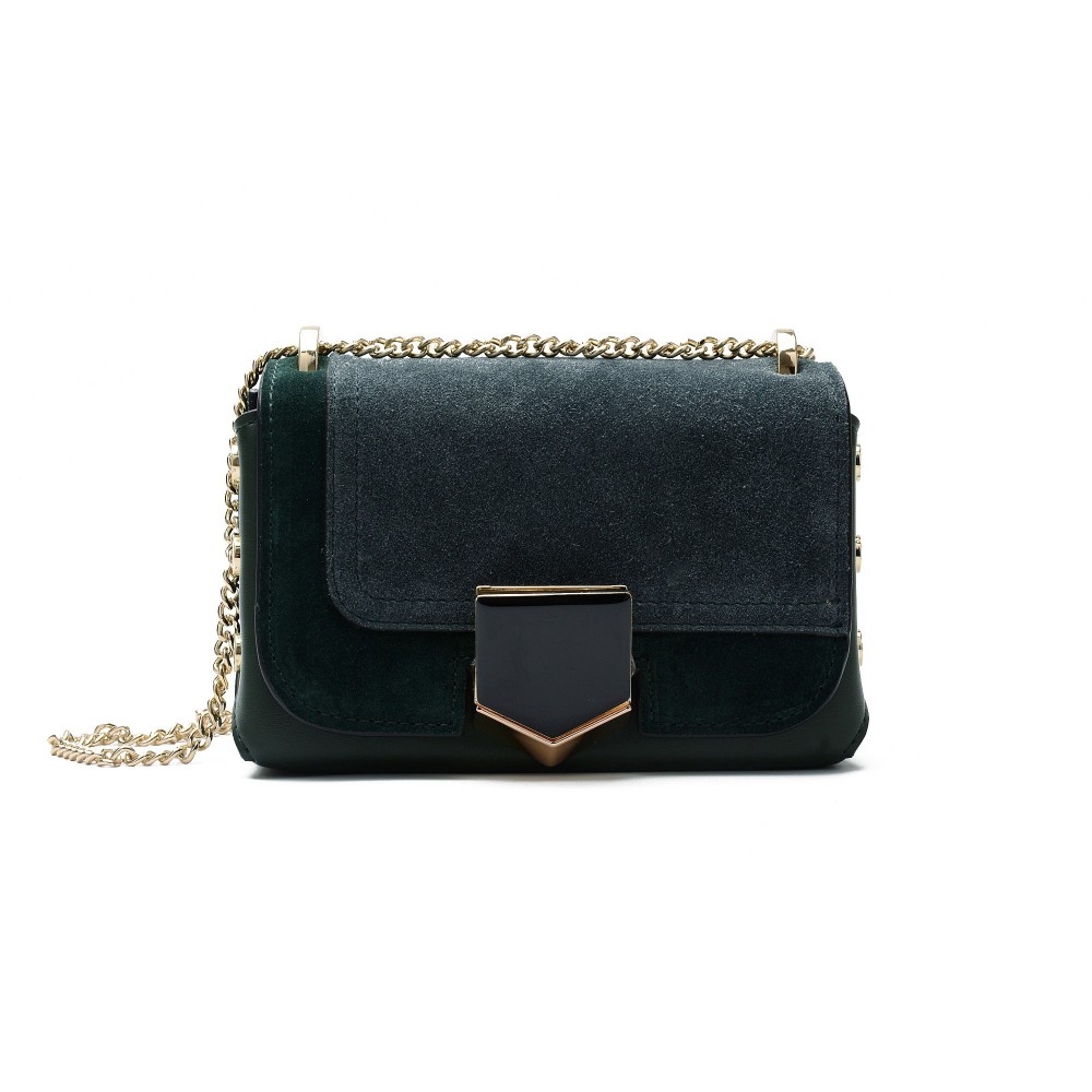 Eldora Genuine Leather Shoulder Bag Dark Green 76346