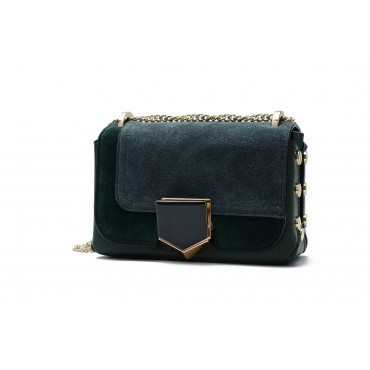 Eldora Genuine Leather Shoulder Bag Dark Green 76346