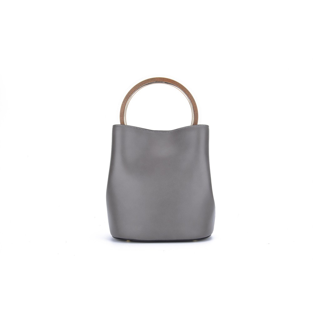 Sac à main seau en cuir Gris 76347