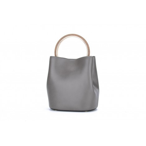 Eldora Genuine Leather Bucket Bag Grey 76347