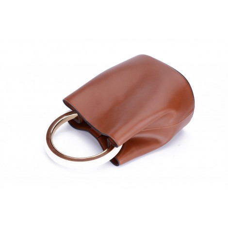 Eldora Genuine Leather Bucket Bag Brown 76347