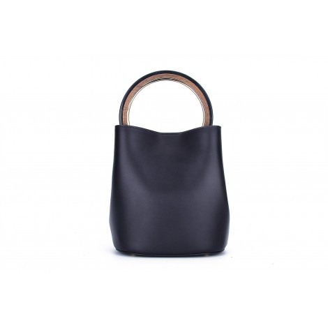 Eldora Genuine Leather Bucket Bag Dark Blue 76347