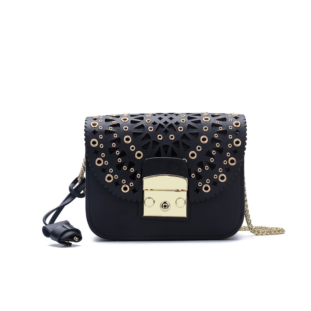 Eldora « Eloise » Genuine Leather Shoulder Bag Black 76348