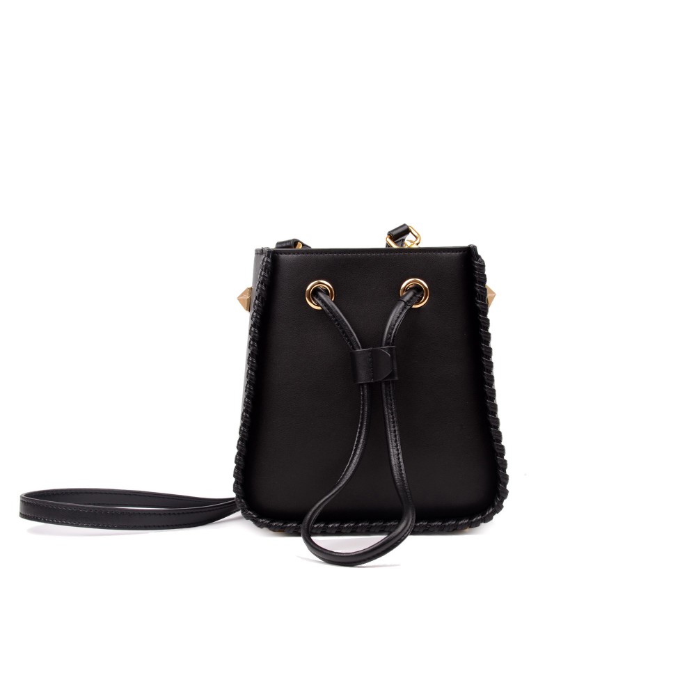 Eldora Genuine Leather Bucket Bag Black 76350  