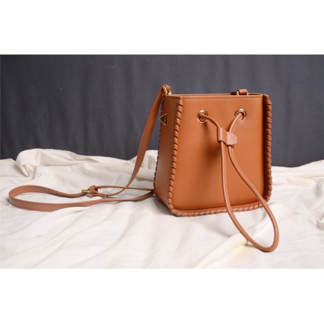 Eldora Genuine Leather Bucket Bag Brown 76350  
