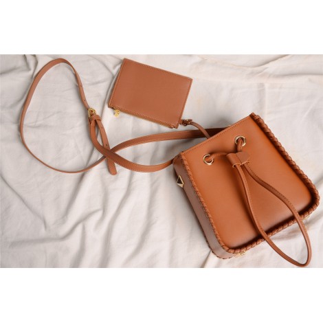 Eldora Genuine Leather Bucket Bag Brown 76350  