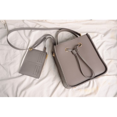 Eldora Genuine Leather Bucket Bag Grey 76350  