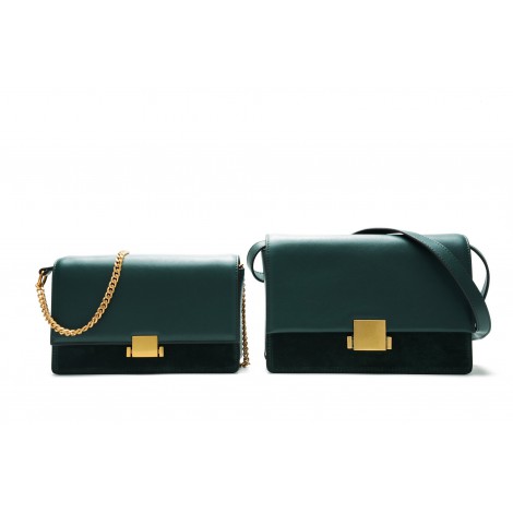 Eldora Genuine Leather Shoulder Bag Dark Green 76351
