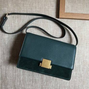 Eldora Genuine Leather Shoulder Bag Dark Green 76351