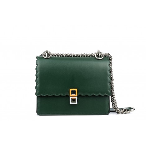 Eldora Genuine Leather Shoulder Bag Dark Green 76353
