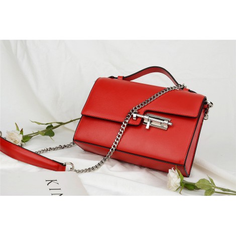 Eldora Genuine Leather Shoulder Bag Red 76355