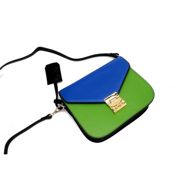 Eldora Genuine Leather Shoulder Bag Blue Green 76356