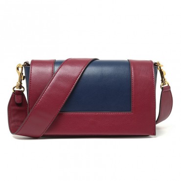 Eldora Genuine Leather Shoulder Bag Dark Red Dark Blue 76360