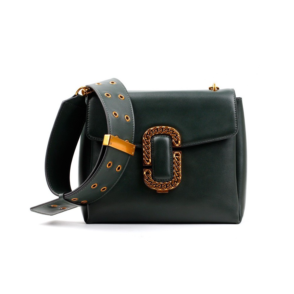 Eldora Genuine Leather Shoulder Bag Dark Green 76362