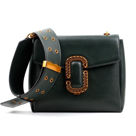 Eldora Genuine Leather Shoulder Bag Dark Green 76362