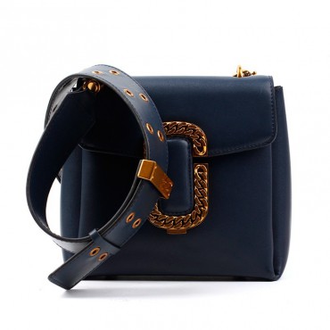 Eldora Genuine Leather Shoulder Bag Dark Blue 76362