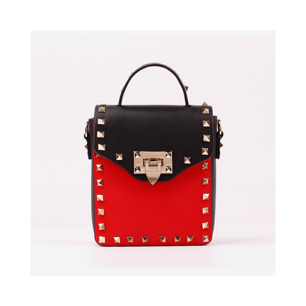 Eldora Genuine Leather Crossbody Bag Black Red 76363