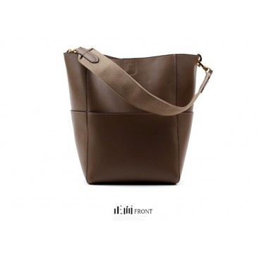 Eldora Genuine Leather Bucket Bag Brown 76367